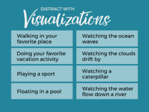 list of visualization ideas to use as distraction techniques